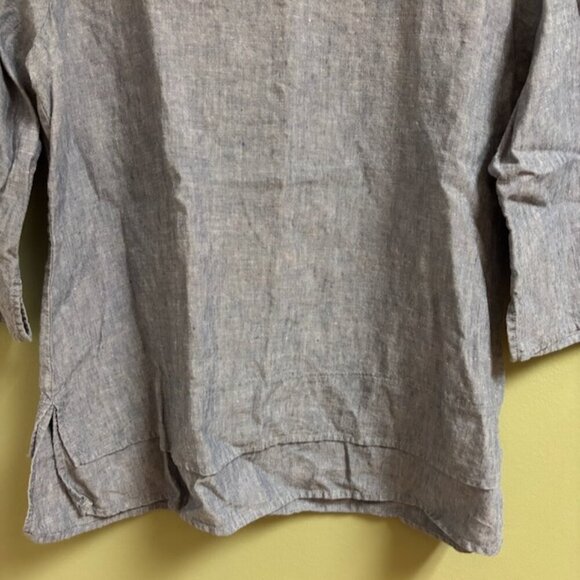 Chalet Womens Tunic Top Size L Blue Linen Boxy Lagenlook Bohemian Minimalist USA - Picture 3 of 11